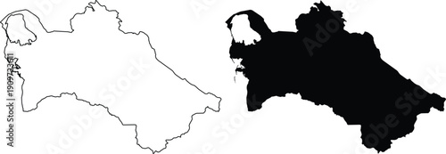 Turkmenistan Map Outline and Silhouette country