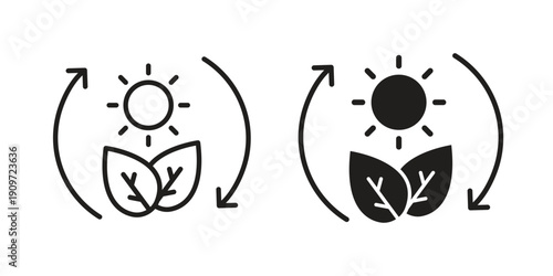 Photosynthesis icon concept template. linear or solid icon collection