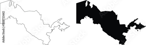 Uzbekistan Map Outline and Silhouette country
