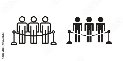 Queue icon concept template. linear or solid icon collection