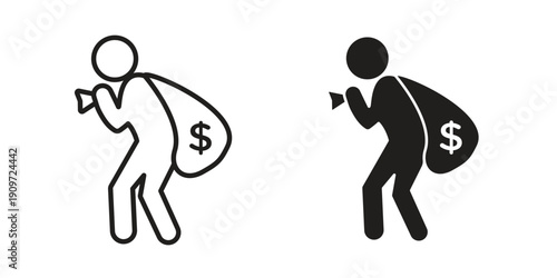 Robbery icon concept template. linear or solid icon collection