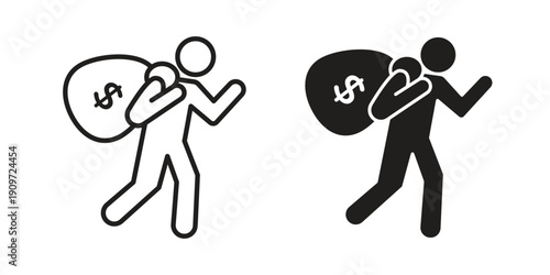 Robbery icon concept template. linear or solid icon collection