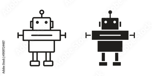 Robot icon concept template. linear or solid icon collection