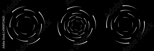 Circle dotted speed lines. Abstract round halftone circle frames, rotating dotted circle shapes. Big collection of round Logos.