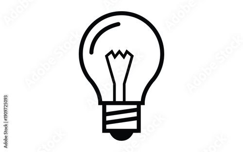 A simple black line drawing of a lightbulb on a white background
