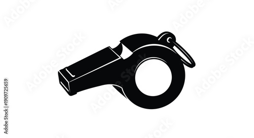 Black whistle silhouette with ring