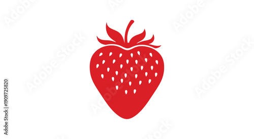 Red strawberry icon symbol flat minimalist vector