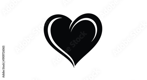 Black heart symbol silhouette icon flat minimalist