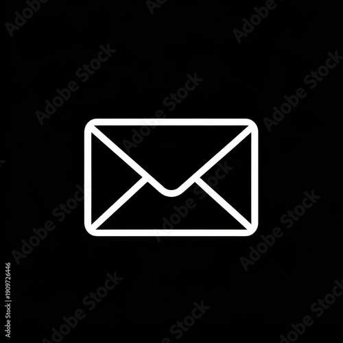 Black and white email envelope icon.
