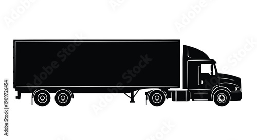 Black silhouette of a semi-truck against a white background