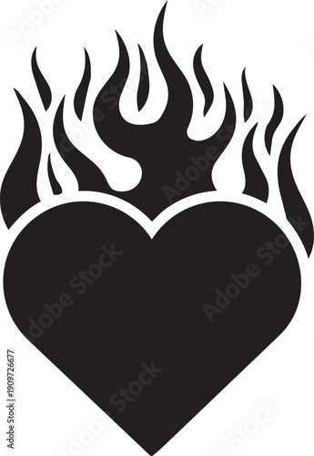 Burning Heart: A striking representation of the heart ablaze, symbolizing passion and intense emotion.