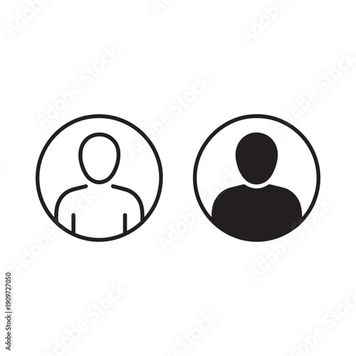 Two circular profile icons one with a face outline one solid black
