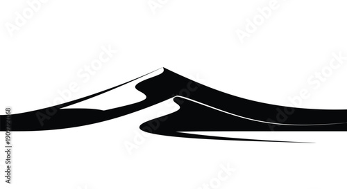 Minimalist black wave silhouette against white background