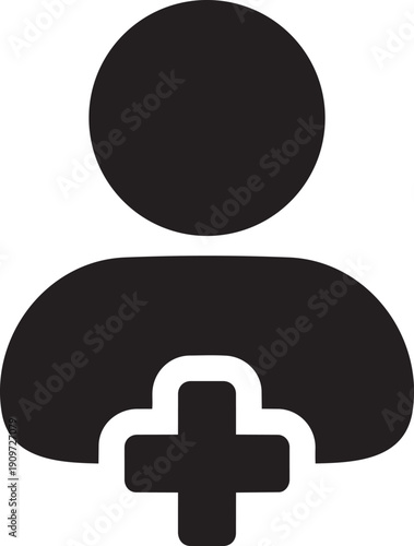 Adding New Person Symbol: A simple yet iconic symbol representing the act of adding a new individual, often used in user interfaces or graphical designs.