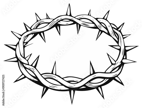 Crown of Thorns Religious Symbol Christian Passion and Suffering Vector Art