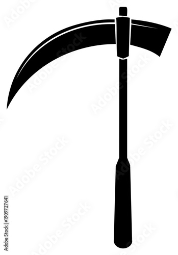 Stylized Grim Reaper Scythe Silhouette Graphic Illustration for Halloween, Death, Harvest