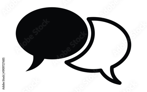 A simple black and white illustration of two speech bubbles