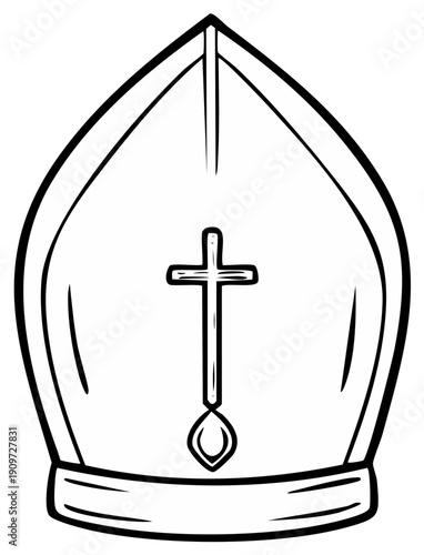 Stylized Outline of a Bishop's Mitre with a Cross Symbol
