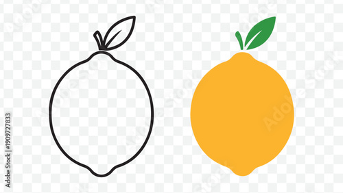 Orange fruit or citrus icon, simple flat design or minimalist vector illustration, yellow or orange color, for logo or branding, isolated on Transparent Background