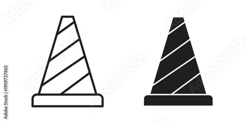 Traffic Cone icon concept template. linear or solid icon collection
