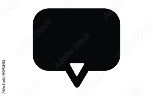 A black speech bubble icon on a white background for communication
