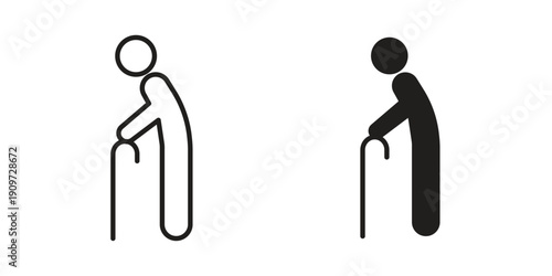 Walking stick icon concept template. linear or solid icon collection