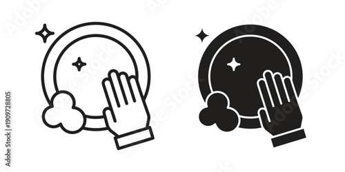 Washing dishes icon concept template. linear or solid icon collection