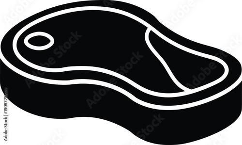 Simple black silhouette of a raw steak with a bone a kitchen staple silhouette