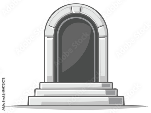Cartoon Stone Portal Illustration with Steps and Arched Doorway