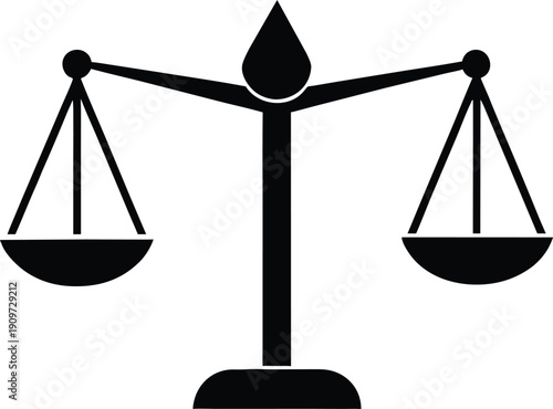 A black scales of justice graphic symbolizing balance and fairness a striking silhouette