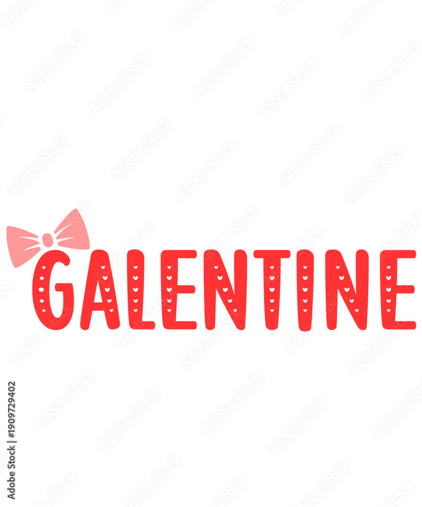 Fototapeta premium Galentine valentine typography text on plain white transparent isolated background for card, shirt, hoodie, sweatshirt, apparel, tag, mug, icon, poster or badge