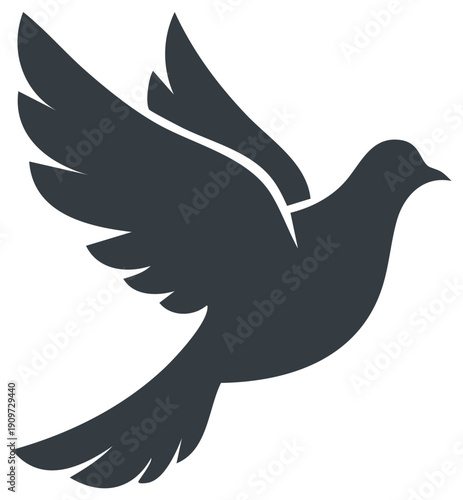 Graceful bird in flight icon illustration showcasing elegant lines and peaceful symbolism rendered with simplicity and sophistication
