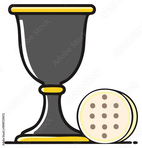 Religious Chalice and Wafer for Communion Ceremony