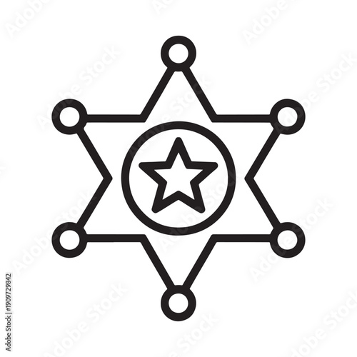 Black and white illustration of a sheriff s star or badge symbol