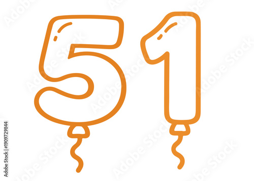 51 number balloon icon vector on a white background
Colored vector number balloon