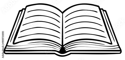 Open book outline black and white icon. Education concept. Reading study. Learning knowledge.