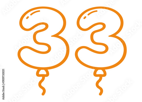 33 number balloon icon vector on a white background
Colored vector number balloon