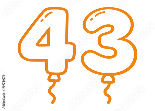 43 number balloon icon vector on a white background
Colored vector number balloon