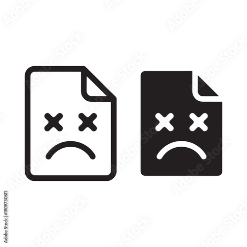 Sad face icons representing file or document with a defeated expression