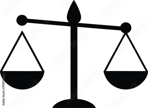 A black scales of justice illustration depicting balance and legal concepts silhouette