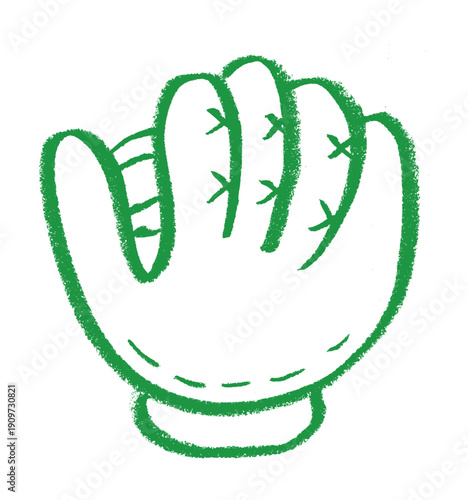 Gloves Baseball Equipment Related Icon Crayon Chalk Drawing Vector