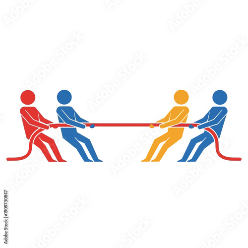 Tug of War Competition: Teams Pulling Rope, Symbolizing Conflict and Struggle