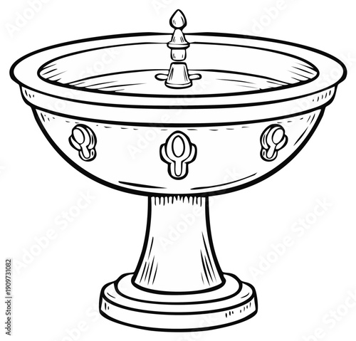 Ornate Stone Fountain with Water Spouting from Center