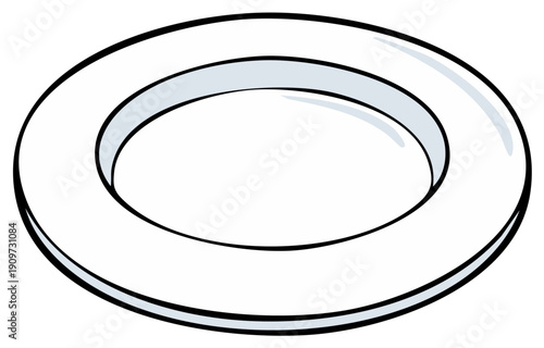 White toilet seat illustration depicting a clean, simple bathroom fixture graphic element
