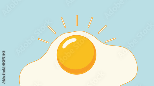 Sunny side up egg illustration with blue background