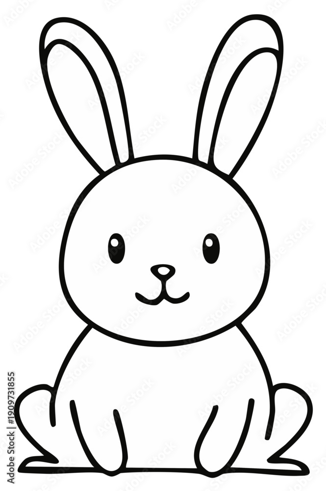 Fototapeta premium Charming cartoon bunny line drawing perfect for kids activities and spring designs