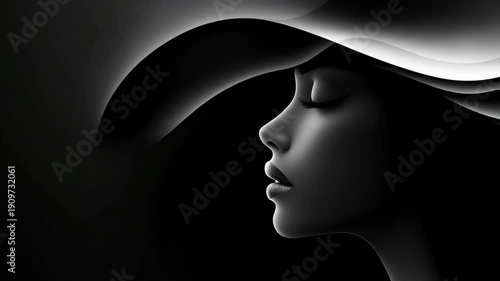 Stylized beautiful woman's portrait in an abstract fashion composition