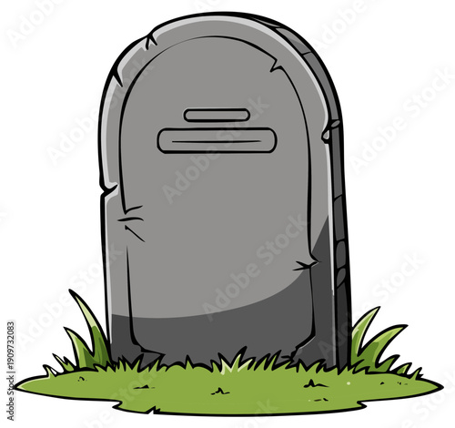 Simple cartoon gravestone with a slot and surrounding grass
