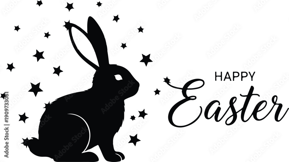 Obraz premium Happy easter sunday celebration with easter bunny silhouette