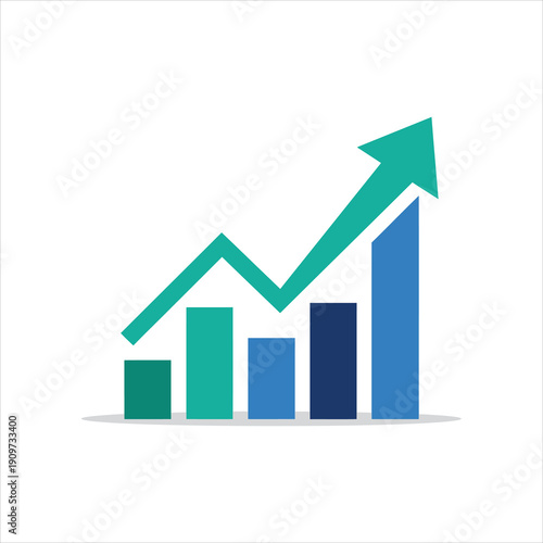 Free Download Colorful bar graph with an upward trending arrow, representing business growth, financial success, and positive progress - GFXLoad